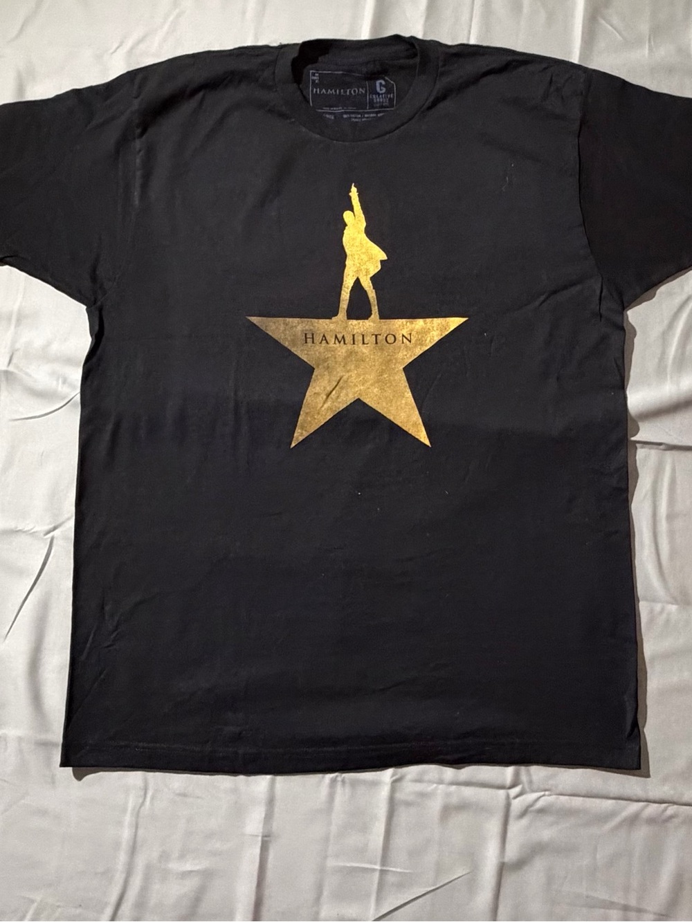 Hamilton Black Short-Sleeve Tee with Gold Star Graphic
